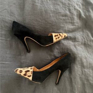 Madewell Black and Leopard Print Heels